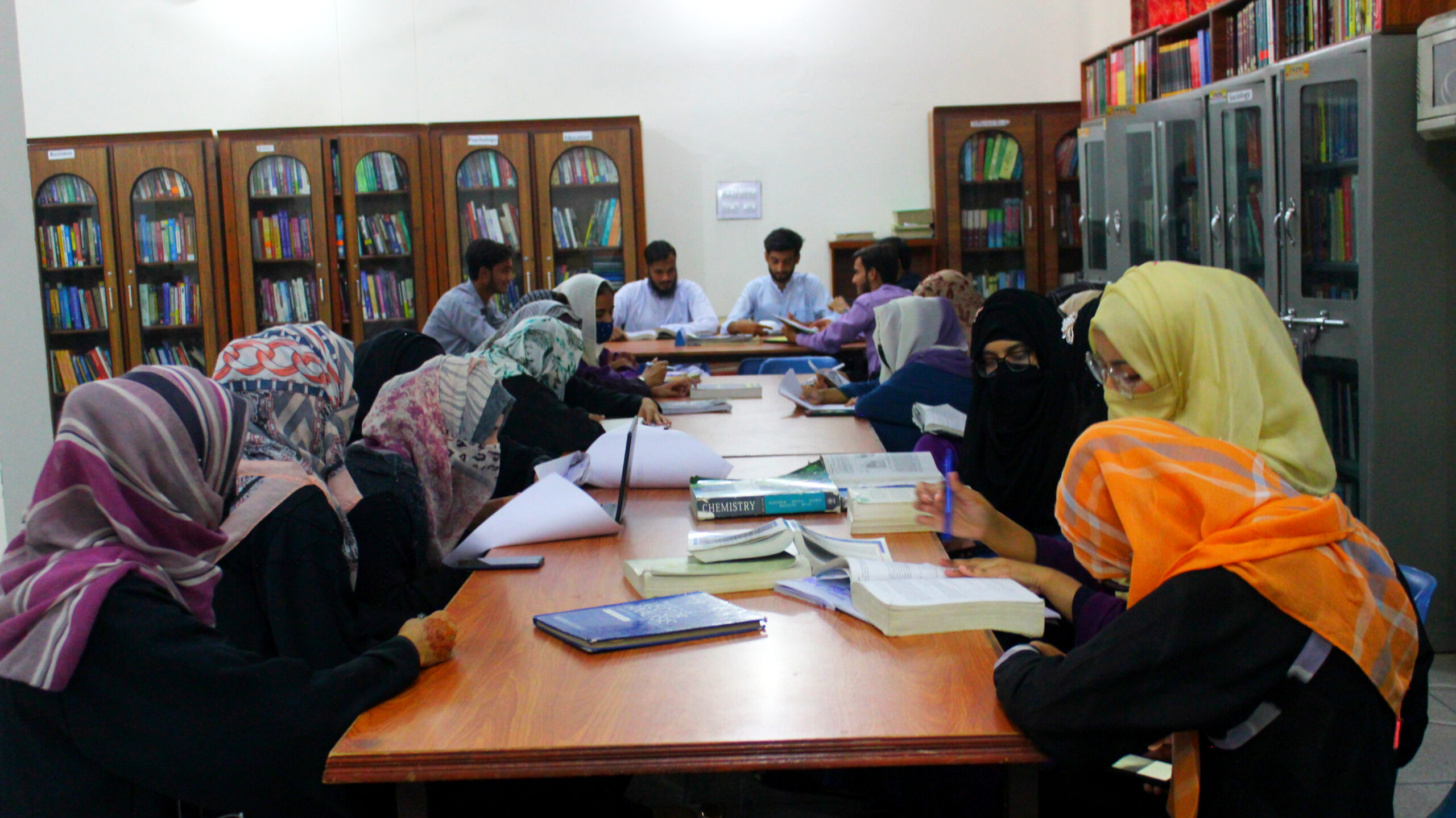 Library shelves at Thal University Bhakkar